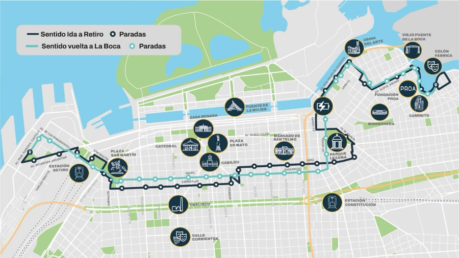 El bus eléctrico extiende su recorrido y ahora llega a Caminito